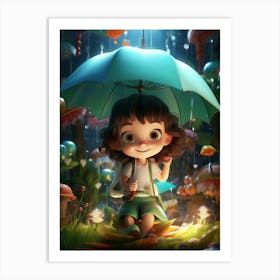 Little Girl In The Rain Art Print