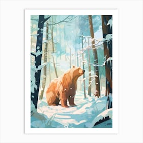 Winter Brown Bear 4 Illustration Art Print