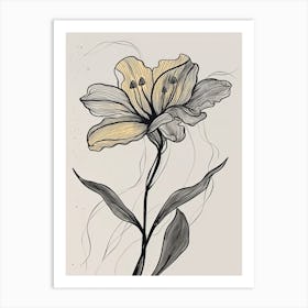 Lilies Line Art Flowers Illustration Neutral 13 Art Print