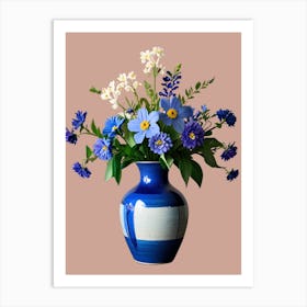 Blue Vase With Flowers 1 Art Print