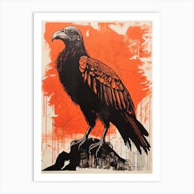 Vulture, Woodblock Animal Drawing 1 Art Print