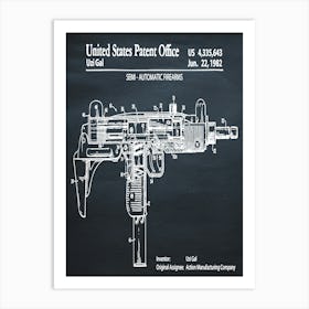 1982 Uzi Submachine Gun Art Print