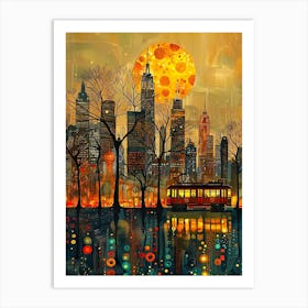 New York City At Night 7 Art Print