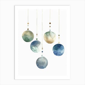 Blue Watercolor Ornaments Art Print