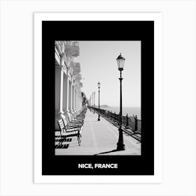 Poster Of Nice, France, Mediterranean Black And White Photography Analogue 3 Art Print