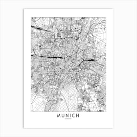 Munich White Map Art Print