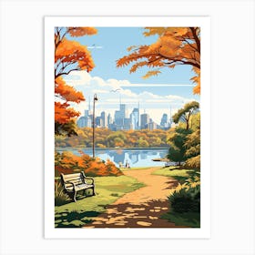 Royal Botanic Gardens, Sydney, Australia In Autumn Fall Illustration 2 Art Print