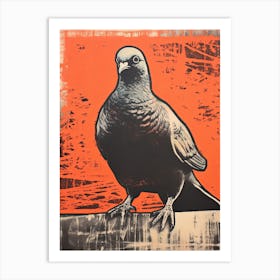 Pigeon, Woodblock Animal Drawing 3 Art Print