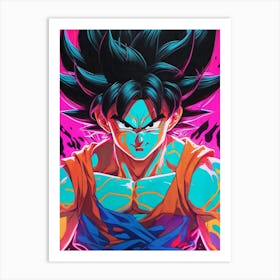 Goku Dragon Ball Z Neon Iridescent (22) Art Print