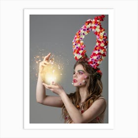 Young Woman Holding A Magic Wand Art Print