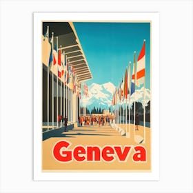 Aihrgdesign A 1970s Inspired Travel Poster For Geneva 3 Art Print