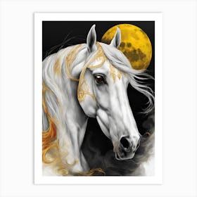 Horse With Moon 1 Art Print