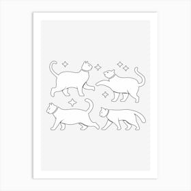 Celestial Feline Frolic Art Print