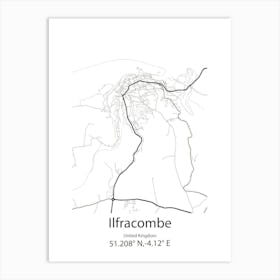 Ilfracombe,United Kingdom Minimalist Map Art Print