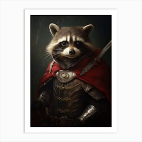 Vintage Portrait Of A Crab Eating Raccoon Dressed As A Knight 1 Art Print