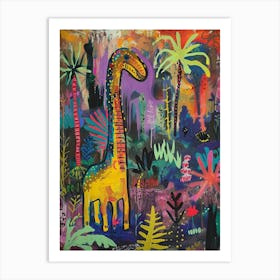 Dinosaur In A Tropical Jungle Painting 1 Art Print