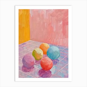 Pink Breakfast Food Energy Balls 1 Art Print