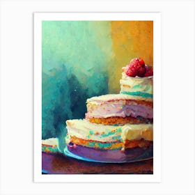Big Rainbow Cake Oil Painting Art Print