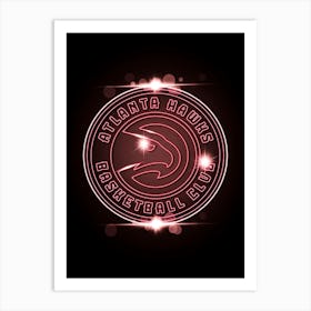 Atlanta Hawks Neon Art Print