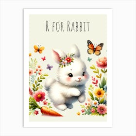 R For Rabbit Nursery Art Print