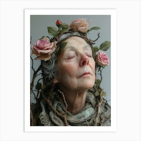 Woman With Roses Art Print