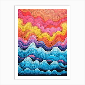 Waves At Sunset Art Print