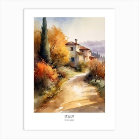 Italy, Tuscany 4 Watercolor Travel Poster Art Print