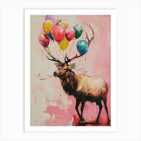 Cute Elk 3 With Balloon Art Print