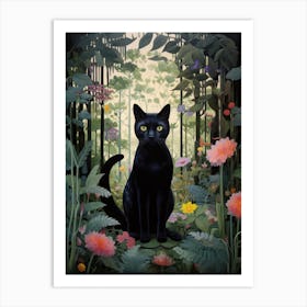 Black Cat In The Forest Art Print