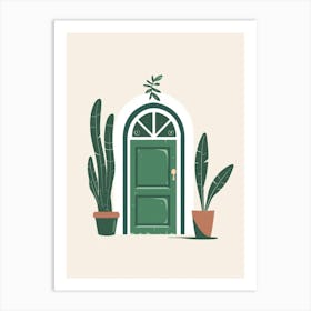 Door With Potted Plants Art Print