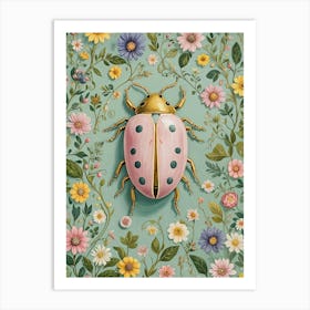 Floral Ladybug Art Print