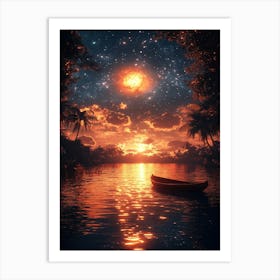 Starry Sky At Night Art Print