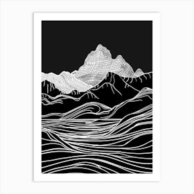 Ben Lui Mountain Line Drawing 3 Art Print