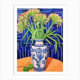 Flowers In A Vase Still Life Painting Agapanthus 2 Art Print