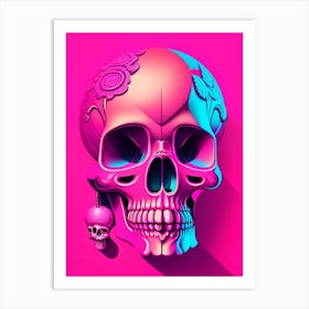 Skull With Surrealistic Elements 1 Pink Pop Art Art Print
