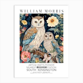 William Morris White Owl And Owlet Mothers Day Gift Flowers Art Print