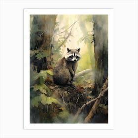 Raccoon Guardians Watercolour 1 Art Print