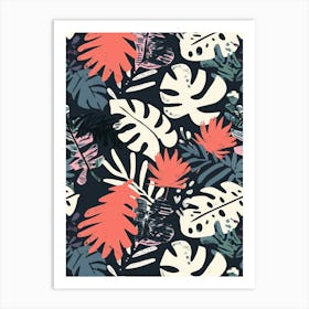 Tropical Leaves Seamless Pattern 33 Art Print