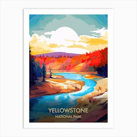 Yellowstone National Park Travel Poster Illustration Style 4 Art Print