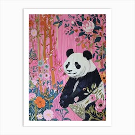 Floral Animal Painting Panda 3 Art Print