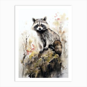 Raccoon Woodland Watercolour 5 Art Print