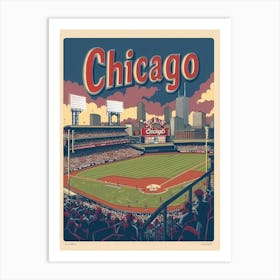 Aihrgdesign A Retro Travel Poster For Chicago Featuring The H 0c5f732c 6619 4d74 8b49 044abfd9d591 0 Art Print