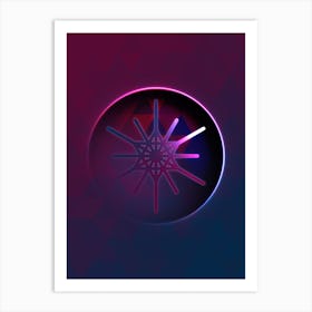 Geometric Neon Glyph on Jewel Tone Triangle Pattern 273 Art Print