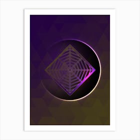 Geometric Neon Glyph on Jewel Tone Triangle Pattern 180 Art Print
