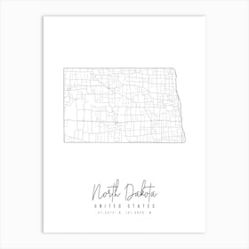 North Dakota Minimal Street Map Art Print