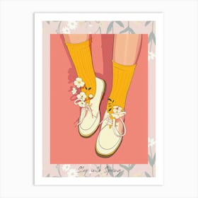 Step Into Spring Yellow And Pink Flower Shoes 2 Art Print
