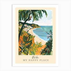 My Happy Place Malibu 4 Travel Poster Art Print