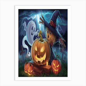 Halloween Pumpkin with hat 6 Art Print