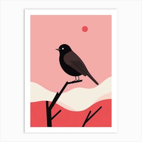 Minimalist Blackbird 1 Illustration Art Print