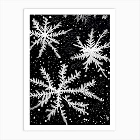 Stellar Dendrites, Snowflakes, Black & White 2 Art Print